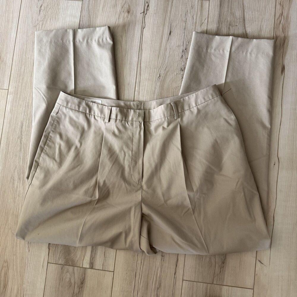 Brooks Brothers Chino Tan Beige Pleated Khaki Pants Size 16 Women’s